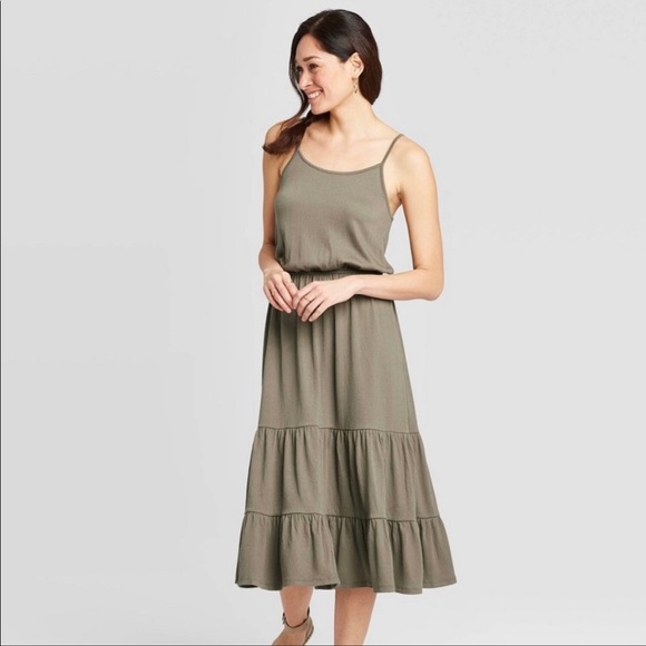 Knox Rose Dresses & Skirts - Knox Rose- Dark Green Spaghetti Strap Midi Dress